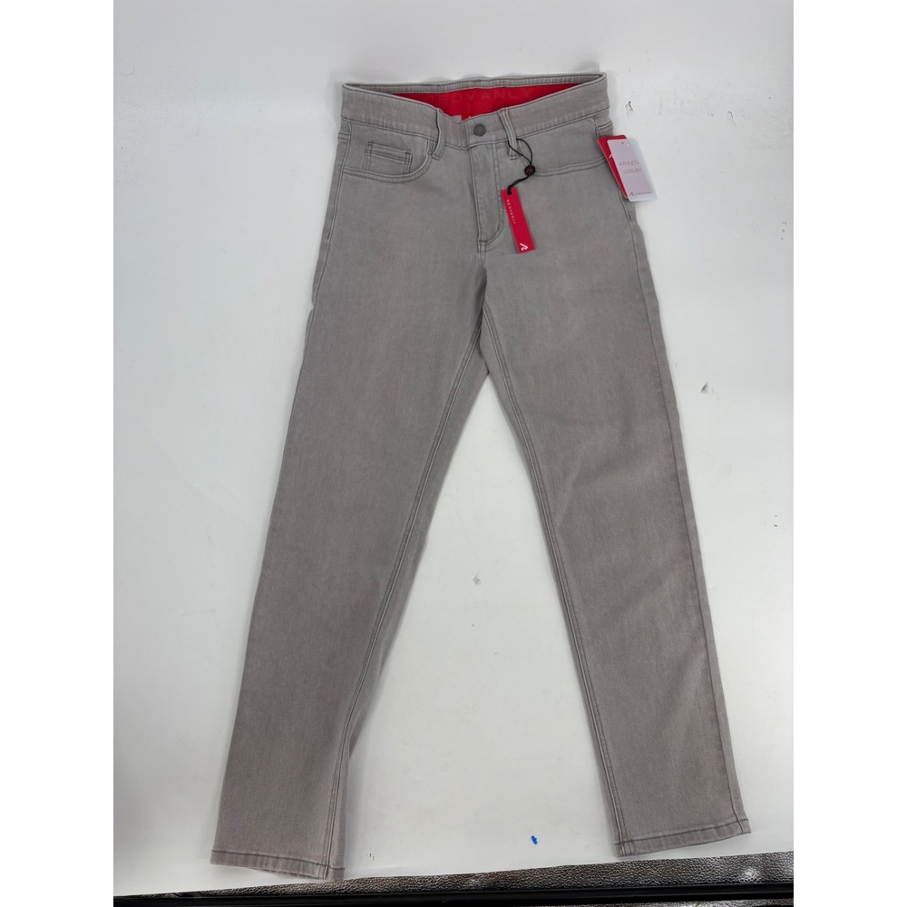 Redvanly Mens Athletic Luxury Pull-On Jeans Gray Slim Fit Stretch Pants Size M